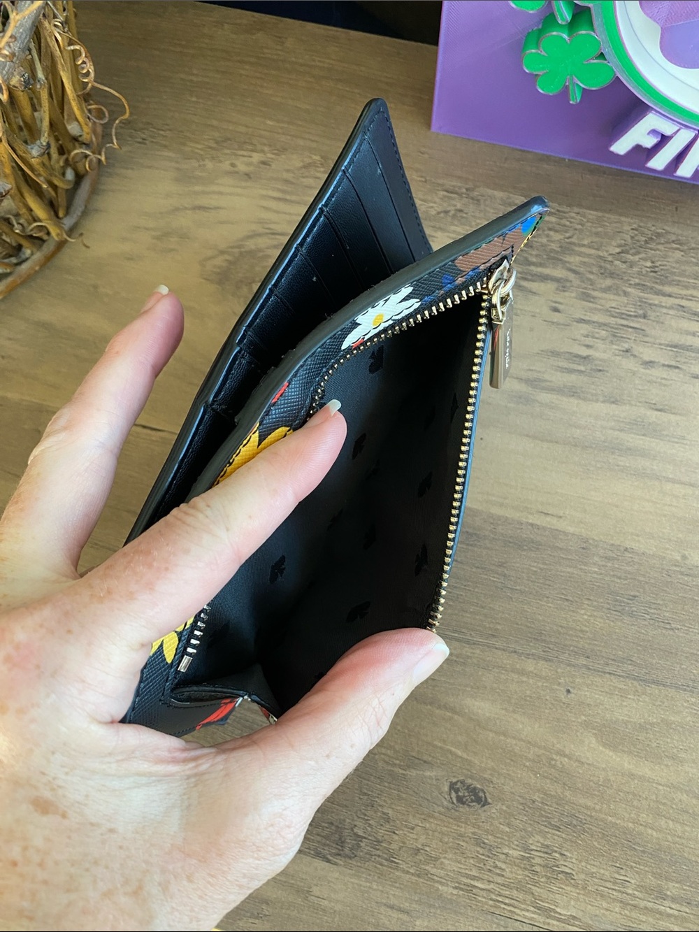 kate spade black floral zip continental wallet - Picture 4 of 5